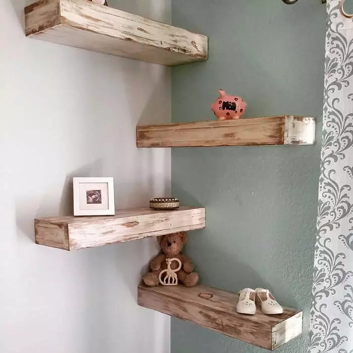 Деревянные плавающие угловые полки из дерева #cornershelf #diy #decorhomeideas