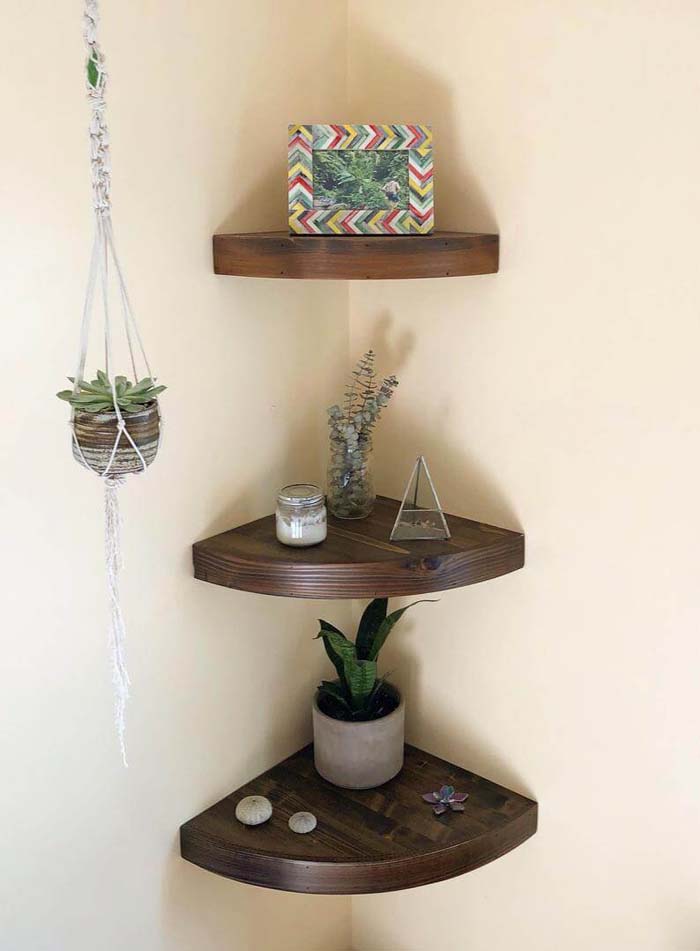 Набор из трех красивых деревянных уголков #cornershelf #diy #decorhomeideas