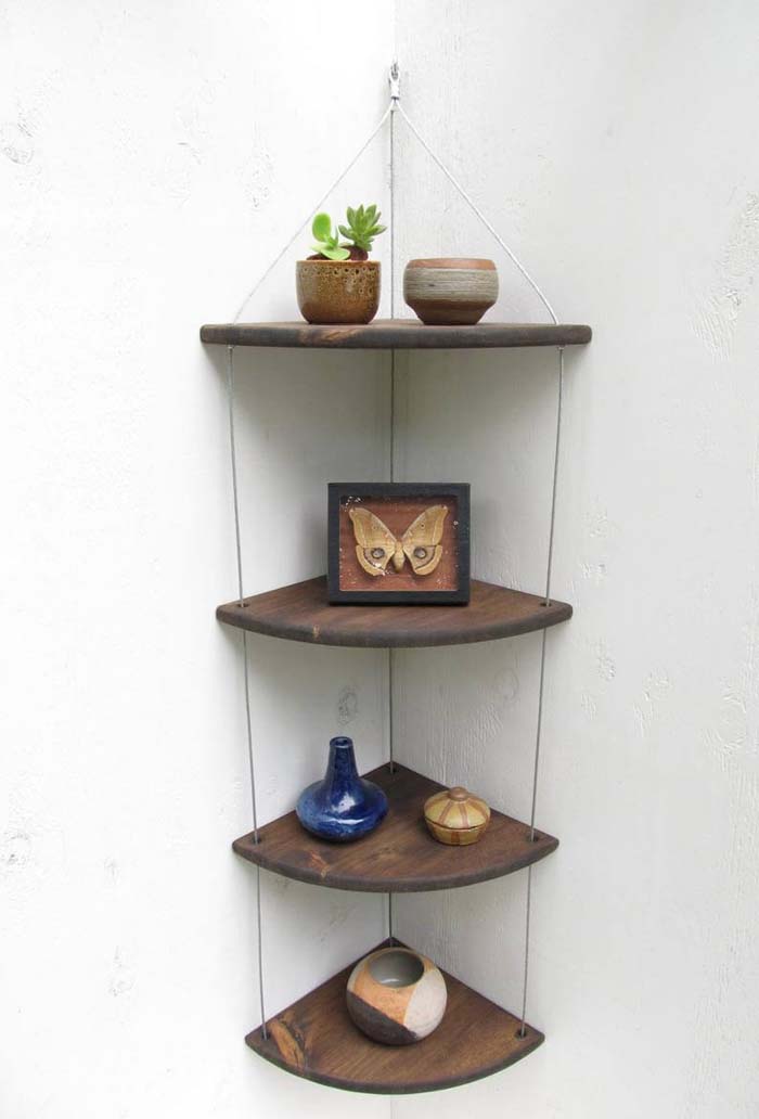 Супер милая подвесная деревянная полка #cornershelf #diy #decorhomeideas