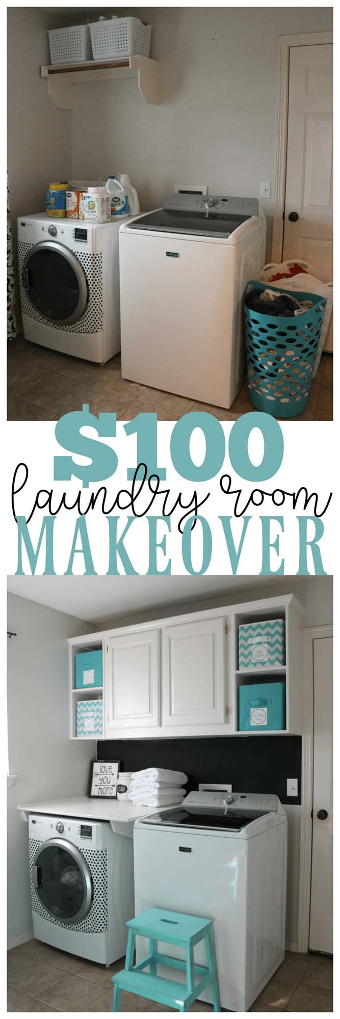 Простое, но эффективное дополнение шкафа #laundryroom #makeover #decorhomeideas