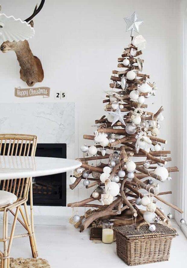 Сложенные ветки # Рождество # Рождественское дерево # нетрадиционные #decorhomeideas