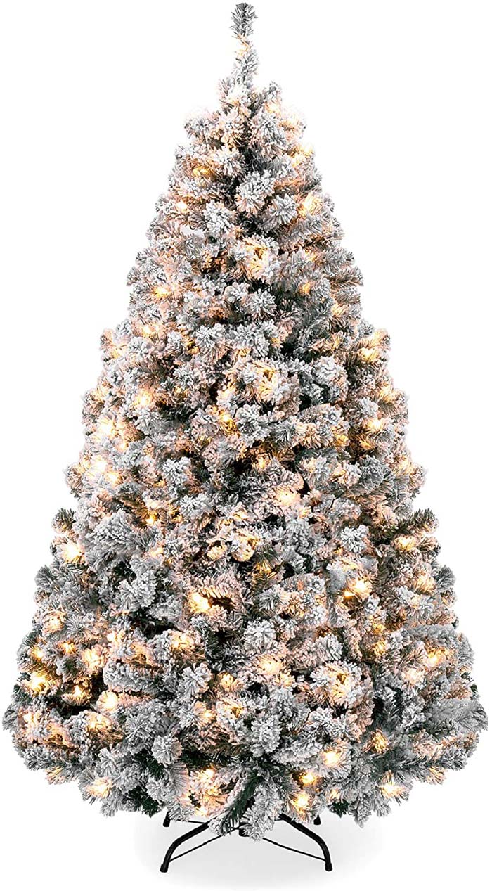 7,5 футов предварительно освещенное флокированное дерево # Рождество # Рождественское дерево # Искусственное дерево #decorhomeideas