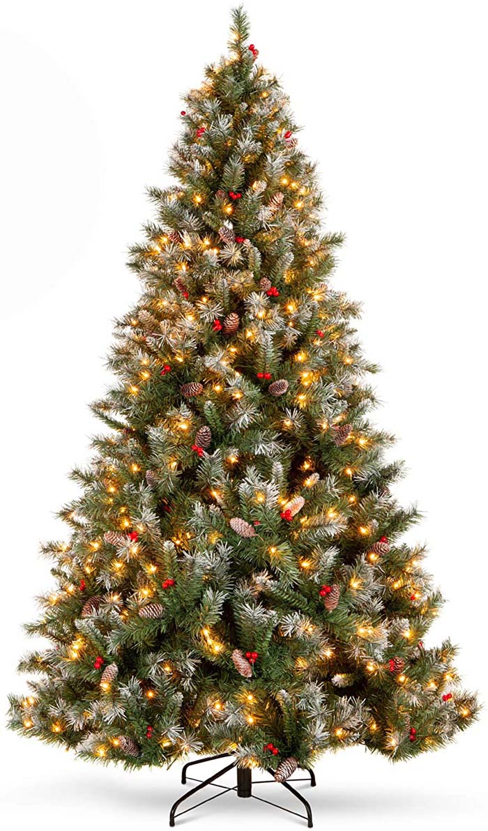 Предварительно освещенная рождественская елка из сосны #Christmas #Christmastree #artificialtree #decorhomeideas
