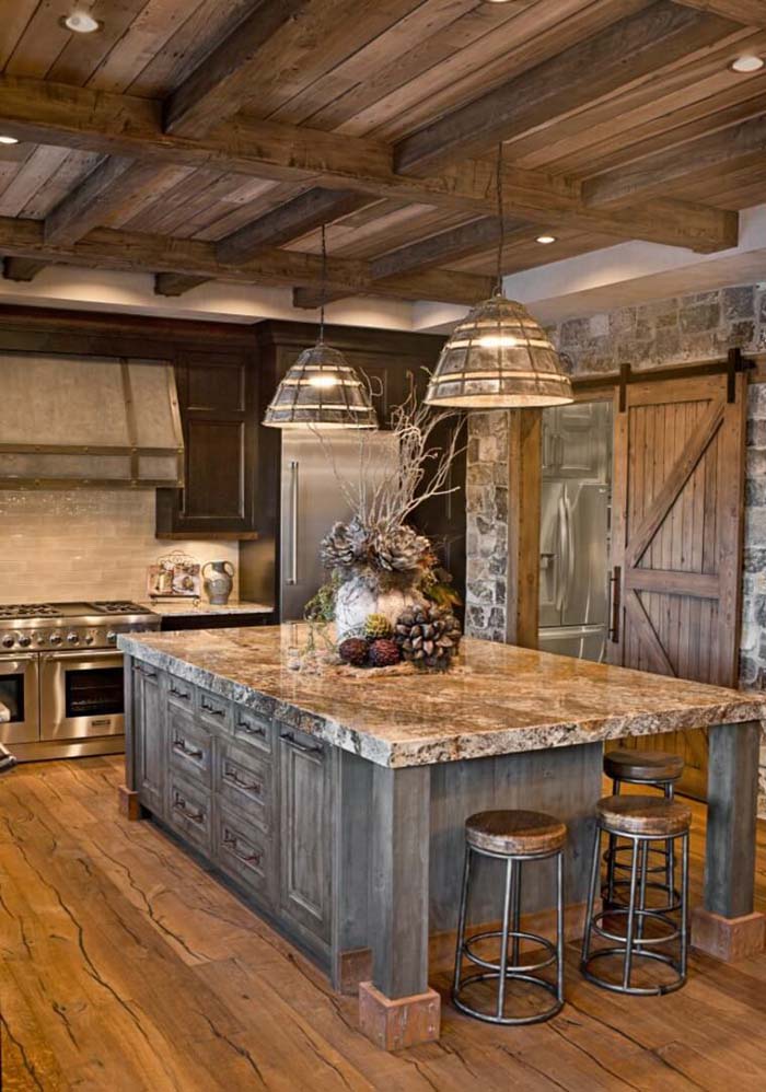 Sierra Escape Rustic Wood & Stone Kitchen #rustic #kitchencabinet #decorhomeideas