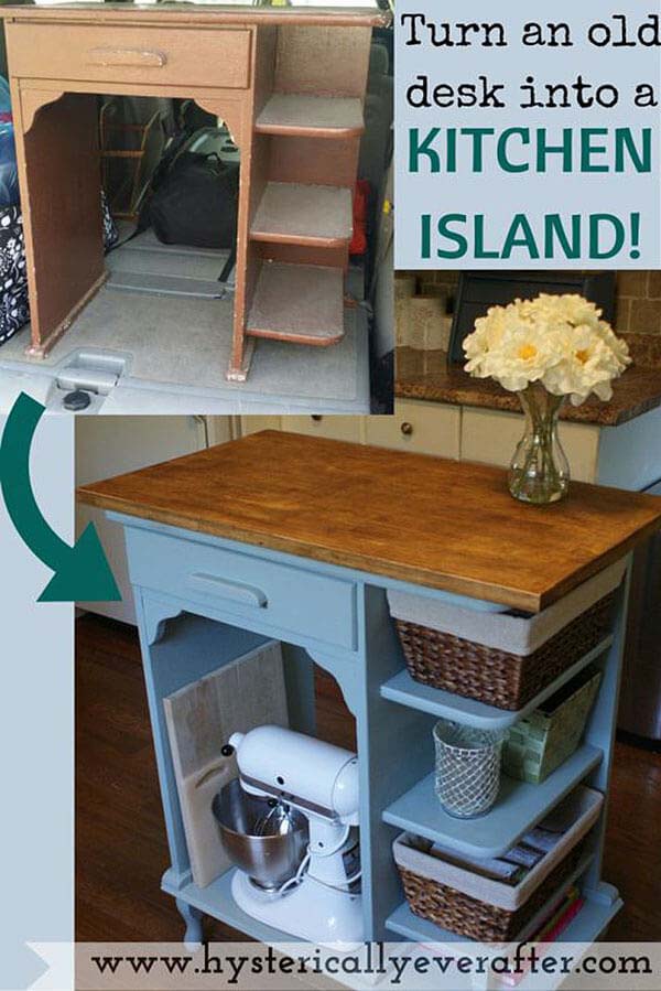 Превратите старый стол в новый остров #diy #ktichenisland #decorhomeideas