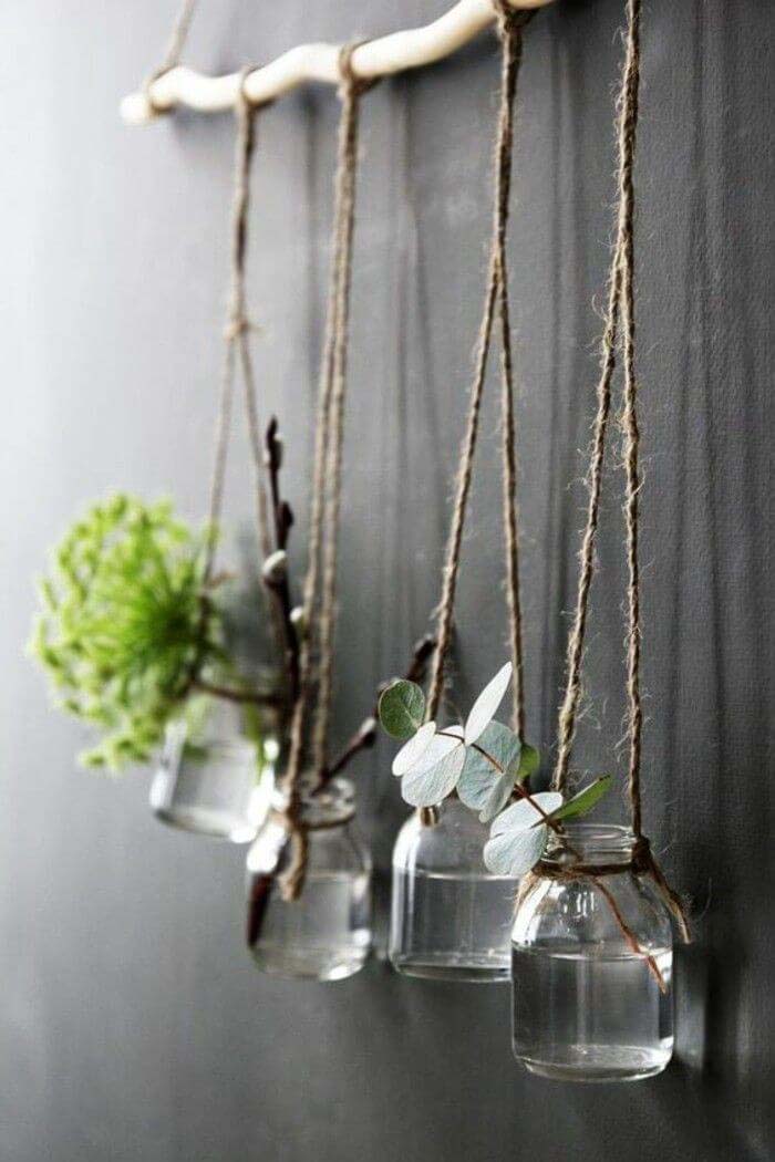 Эклектичные натуральные подвесные вазы из каменной кувшины #masonjarlights #masonjar #decorhomeideas