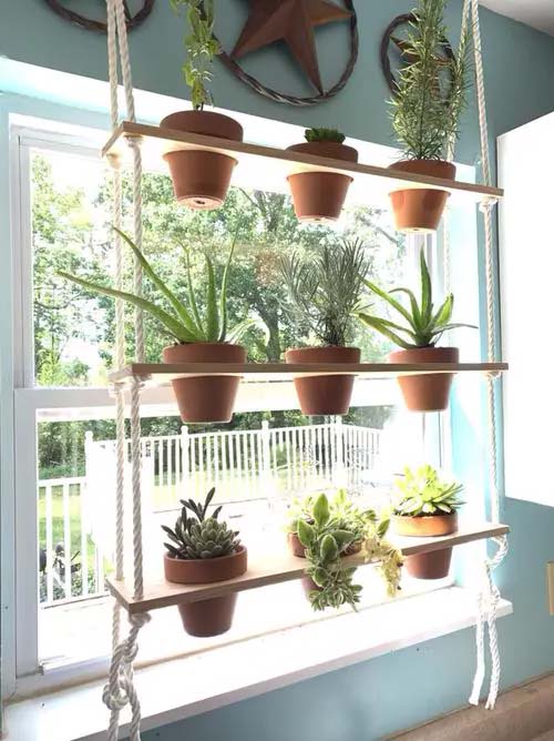 Подвесная полка для суккулентов #windowshelf #plants #decorhomeideas