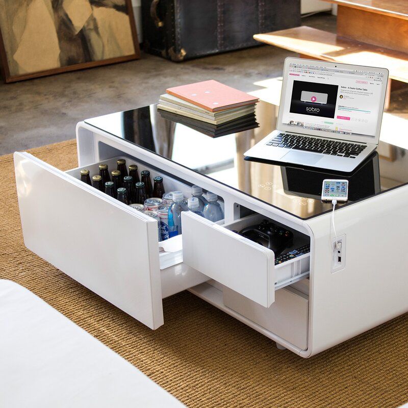 Белый Sobro Smart журнальный столик с местом для хранения